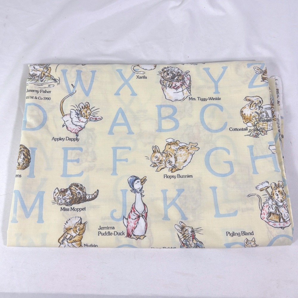 Vtg Fieldcrest Cannon Peter Rabbit Beatrix Potter Flat Sheet Alphabet Twin 1990
